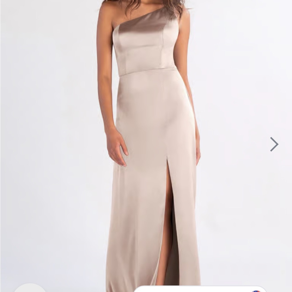 Jenny Yoo One-Shoulder Satin Jensen Gown in Prosecco